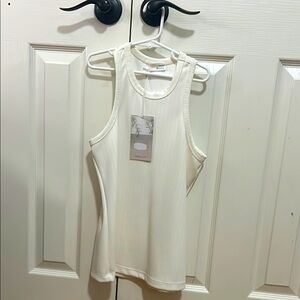 White Ribbed Tank Top